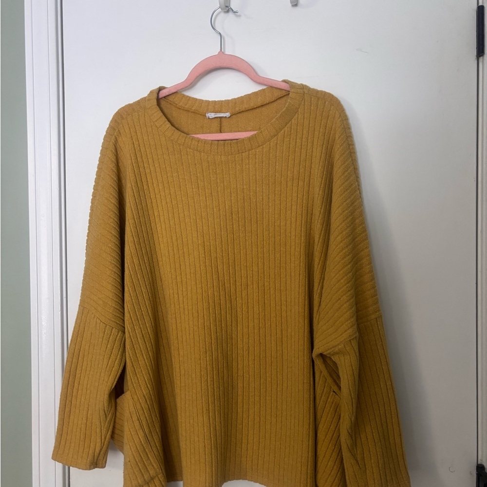 Chic Soul Mustard Ribbed Oversized Sweater